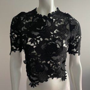 Fashion Nova Black Lacey Floral Top